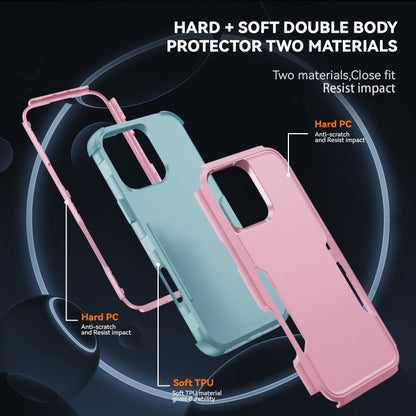 For iPhone 16 Pro Commuter Shockproof TPU + PC Phone Case(Pink+Grey Green) - iPhone 16 Pro Cases by buy2fix | Online Shopping UK | buy2fix