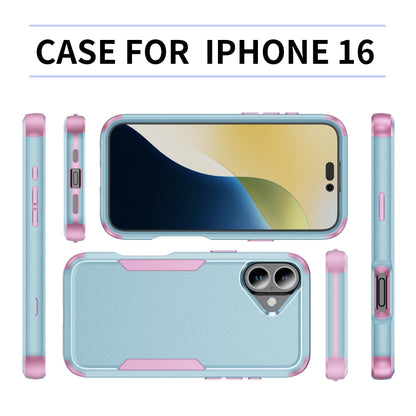 For iPhone 16 Commuter Shockproof TPU + PC Phone Case(Grey Green+Pink) - iPhone 16 Cases by buy2fix | Online Shopping UK | buy2fix