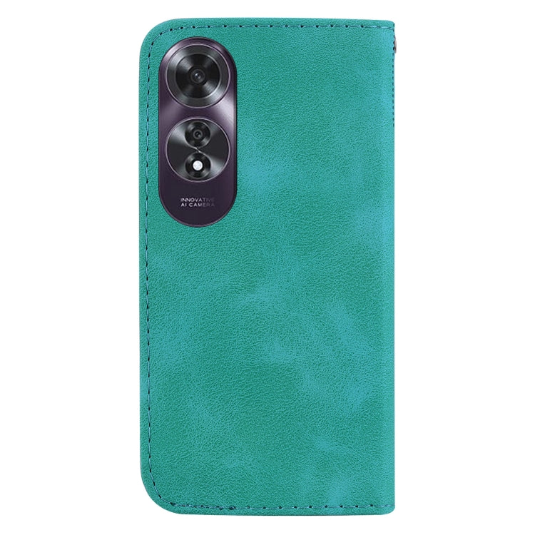 For OPPO A60 4G 7-shaped Embossed Leather Phone Case(Green) - OPPO Cases by buy2fix | Online Shopping UK | buy2fix