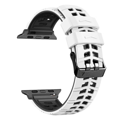 For Apple Watch Series 3 38mm Twill Dual-row Buckle Silicone Watch Band(White Black) - Watch Bands by buy2fix | Online Shopping UK | buy2fix