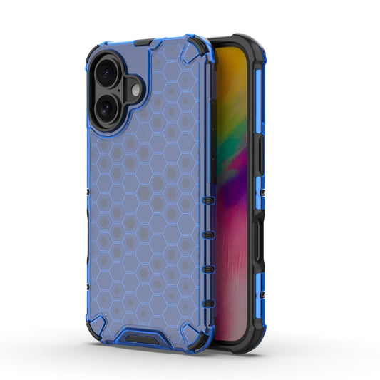 For iPhone 16 Honeycomb Shockproof Phone Case(Blue) - iPhone 16 Cases by buy2fix | Online Shopping UK | buy2fix