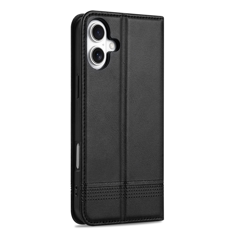 For iPhone 16 Plus AZNS Magnetic Calf Texture Flip Leather Phone Case(Black) - iPhone 16 Plus Cases by AZNS | Online Shopping UK | buy2fix