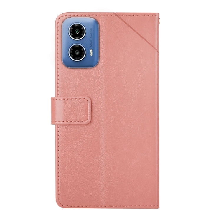 For Motorola Moto G Stylus 5G 2024 HT01 Y-shaped Pattern Flip Leather Phone Case(Pink) - Motorola Cases by buy2fix | Online Shopping UK | buy2fix