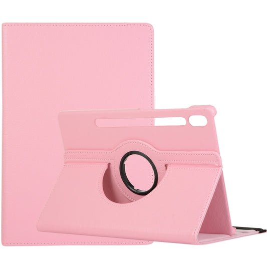 For Samsung Galaxy Tab S9 360 Degrees Rotation Holder Litchi Texture Leather Tablet Case(Pink) - Galaxy Tab S9 Cases by buy2fix | Online Shopping UK | buy2fix