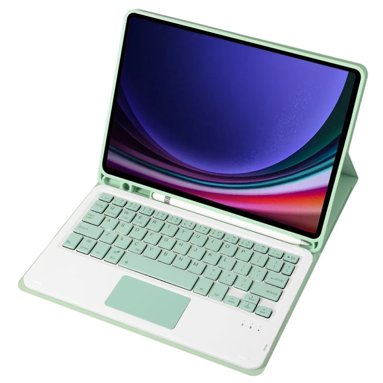 For Samsung Galaxy Tab S9 FE A710B-A Candy Color TPU Touch Bluetooth Keyboard Leather Tablet Case with Pen Holder(Light Green) - Samsung Keyboard by buy2fix | Online Shopping UK | buy2fix
