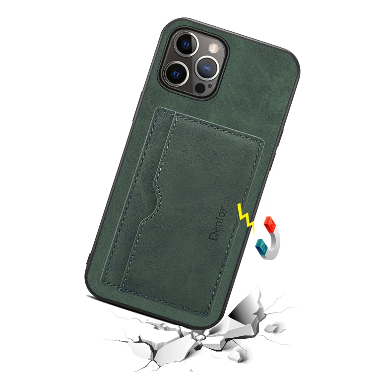 For iPhone 15 Pro Max Denior PU Single Card Slot Holder Phone Case(Green) - iPhone 15 Pro Max Cases by Denior | Online Shopping UK | buy2fix