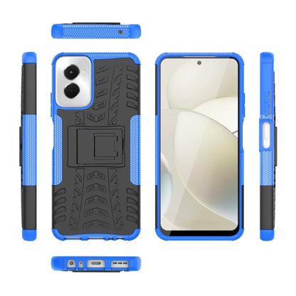 For Motorola Moto G Power 5G 2024 Tire Texture TPU + PC Phone Case with Holder(Blue) - Motorola Cases by buy2fix | Online Shopping UK | buy2fix