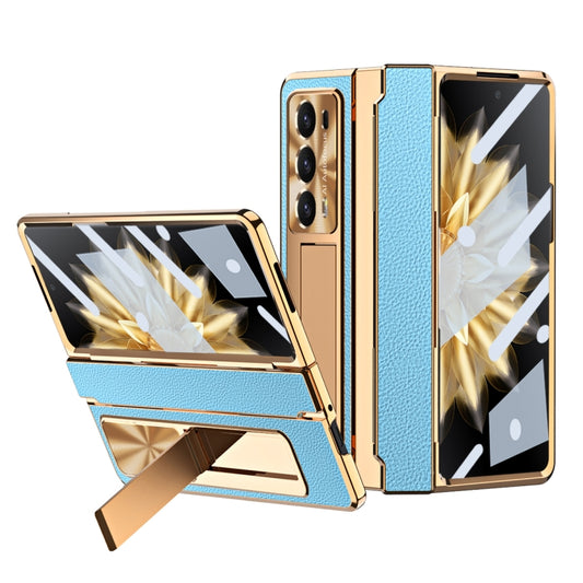 For Honor Magic V2 Shield Series Integrated Folding Phone Case(Blue+Gold) - Honor Cases by buy2fix | Online Shopping UK | buy2fix