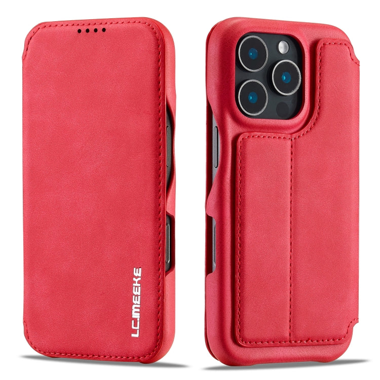 For iPhone 16 Pro LC.IMEEKE Hon Ancient Series Flip Leather Phone Case(Red) - iPhone 16 Pro Cases by LC.IMEEKE | Online Shopping UK | buy2fix