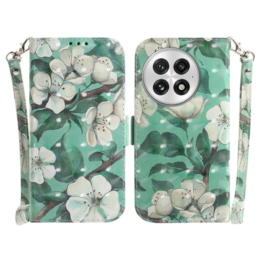 For OnePlus 13 3D Colored Horizontal Flip Leather Phone Case(Watercolor Flower) - OnePlus Cases by buy2fix | Online Shopping UK | buy2fix