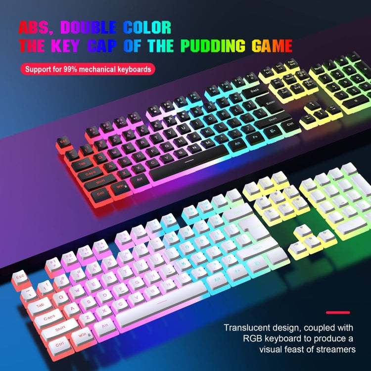 HXSJ L200+X100 Wired RGB Backlit Keyboard and Mouse Set 104 Pudding Key Caps + 3600DPI Mouse(White) - Wired Keyboard by HXSJ | Online Shopping UK | buy2fix