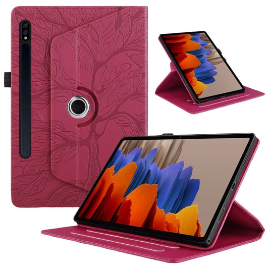 For Samsung Galaxy Tab S9+ / S8+ / S7+ Tree Life Embossed Rotation Leather Tablet Case(Red) - Tab A7 Lite T220 / T225 by buy2fix | Online Shopping UK | buy2fix