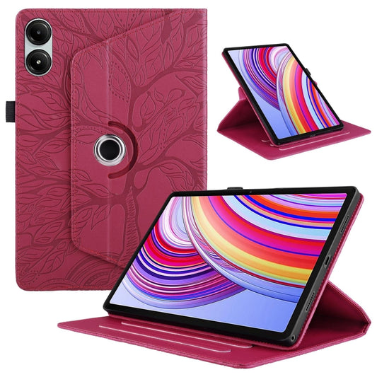 For Xiaomi Redmi Pad Pro 12.1 Tree Life Embossed Rotation Leather Smart Tablet Case(Red) - More Tablet Cases by buy2fix | Online Shopping UK | buy2fix