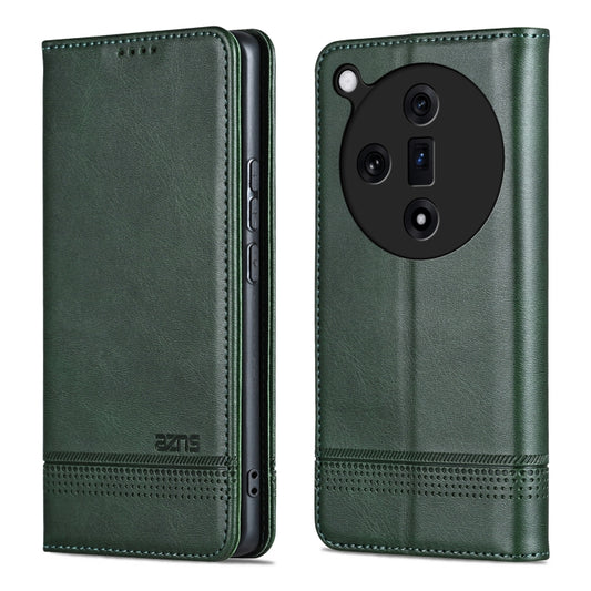 For OPPO Find X7 AZNS Magnetic Calf Texture Flip Leather Phone Case(Dark Green) - Find X7 Cases by AZNS | Online Shopping UK | buy2fix