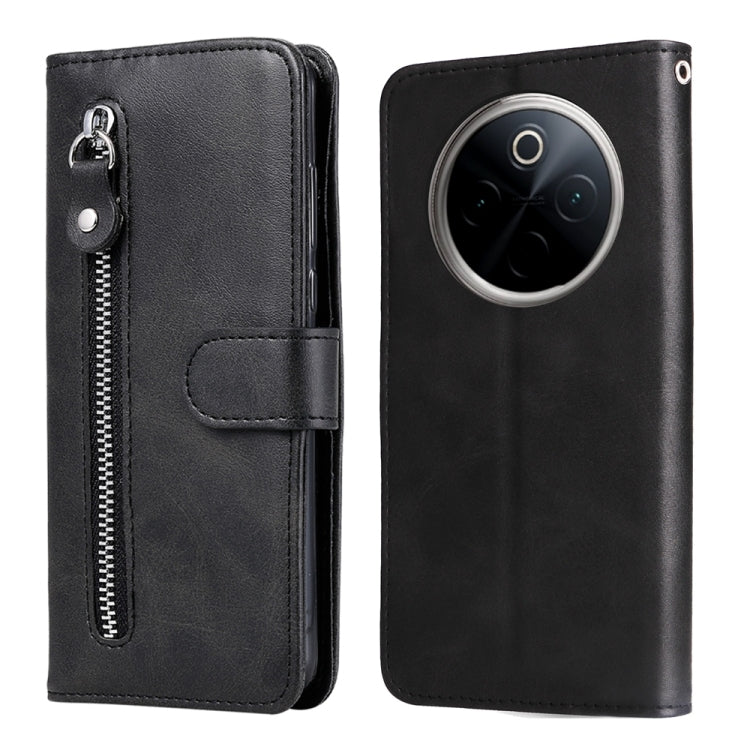 For OnePlus 13 Fashion Calf Texture Zipper Leather Phone Case(Black) - OnePlus Cases by buy2fix | Online Shopping UK | buy2fix