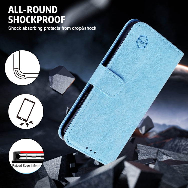 For iPhone 16 Pro Skin Feeling Oil Leather Texture PU + TPU Phone Case(Light Blue) - iPhone 16 Pro Cases by buy2fix | Online Shopping UK | buy2fix