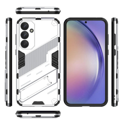 For Samsung Galaxy A35 5G Punk Armor 2 in 1 PC + TPU Shockproof Phone Case with Invisible Holder(White) - Galaxy Phone Cases by buy2fix | Online Shopping UK | buy2fix