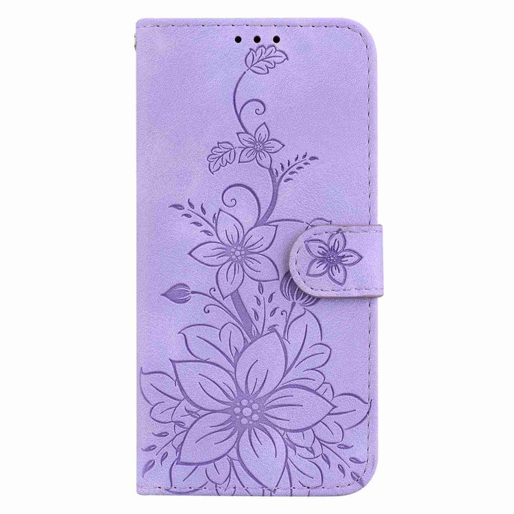 For Xiaomi Redmi Note 13 Pro+ 5G Lily Embossed Leather Phone Case(Purple) - Note 13 Pro+ Cases by buy2fix | Online Shopping UK | buy2fix