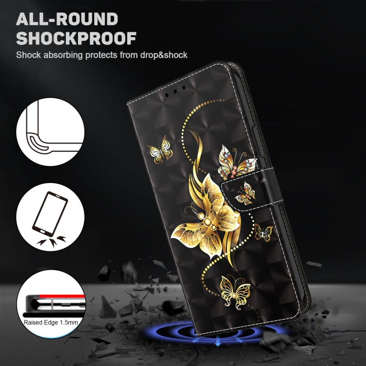 For iPhone 16 Pro Max 3D Painted Leather Phone Case(Golden Swallow Butterfly) - iPhone 16 Pro Max Cases by buy2fix | Online Shopping UK | buy2fix