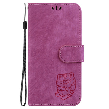 For Motorola Edge 2024 Little Tiger Embossed Leather Phone Case(Rose Red) - Motorola Cases by buy2fix | Online Shopping UK | buy2fix