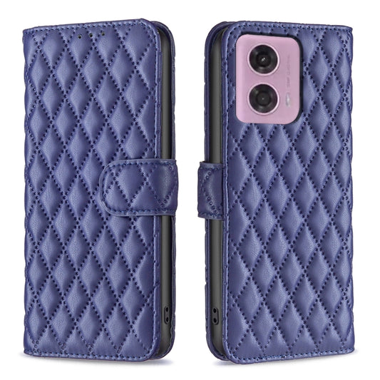 For Motorola Moto G24 Diamond Lattice Wallet Flip Leather Phone Case(Blue) - Motorola Cases by buy2fix | Online Shopping UK | buy2fix