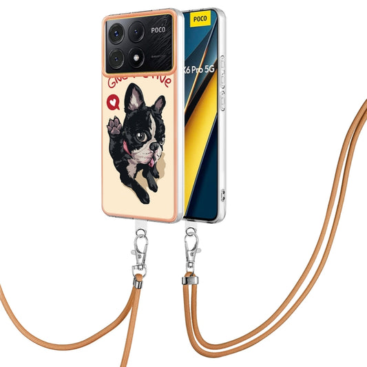 For Xiaomi Redmi K70E Electroplating Dual-side IMD Phone Case with Lanyard(Lucky Dog) - K70E Cases by buy2fix | Online Shopping UK | buy2fix