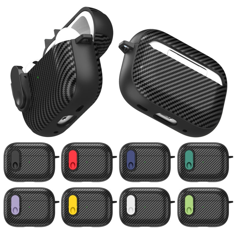 For AirPods Pro Carbon Fiber Texture Wireless Earphones Case with Security Lock(Black) - For AirPods Pro by buy2fix | Online Shopping UK | buy2fix