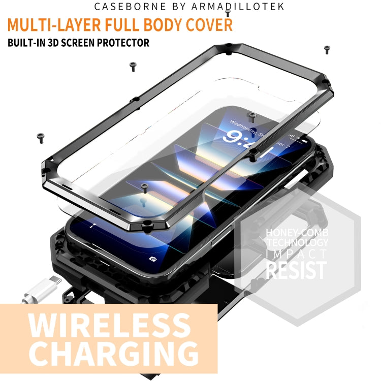 For iPhone 16 R-JUST Sliding Camera IP54 Life Waterproof Holder Phone Case(Black) - iPhone 16 Cases by R-JUST | Online Shopping UK | buy2fix