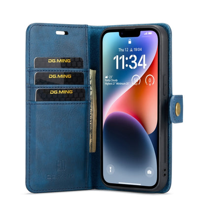 For iPhone 15 Plus DG.MING Crazy Horse Texture Detachable Magnetic Leather Phone Case(Blue) - iPhone 15 Plus Cases by DG.MING | Online Shopping UK | buy2fix