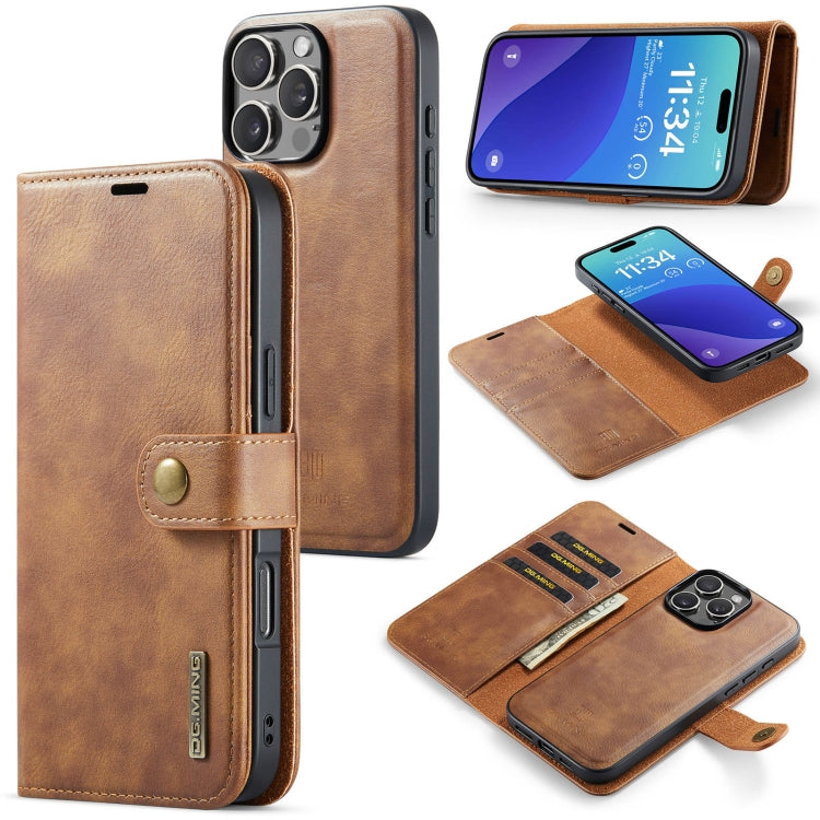 For iPhone 16 Pro Max DG.MING Crazy Horse Texture Detachable Magnetic Leather Phone Case(Brown) - iPhone 16 Pro Max Cases by DG.MING | Online Shopping UK | buy2fix