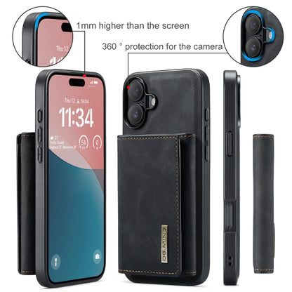 For iPhone 16 Plus DG.MING M1 Series 3-Fold Multi Card Wallet Leather Phone Case(Black) - iPhone 16 Plus Cases by DG.MING | Online Shopping UK | buy2fix