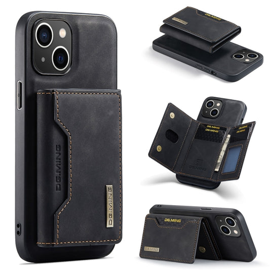 For iPhone 15 DG.MING M2 Series 3-Fold Card Bag Wallet Leather Phone Case(Black) - iPhone 15 Cases by DG.MING | Online Shopping UK | buy2fix