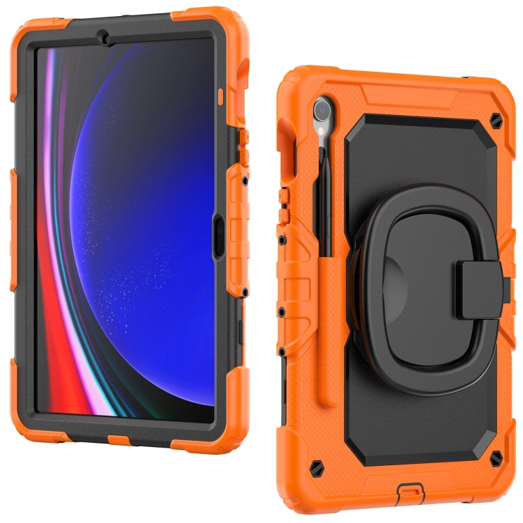 For Samsung Galaxy Tab S9 D Type Silicone Hybrid PC Tablet Case with Handle Holder(Orange) - Galaxy Tab S9 Cases by buy2fix | Online Shopping UK | buy2fix