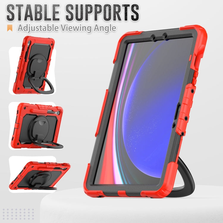 For Samsung Galaxy Tab S9 D Type Silicone Hybrid PC Tablet Case with Handle Holder(Red) - Galaxy Tab S9 Cases by buy2fix | Online Shopping UK | buy2fix