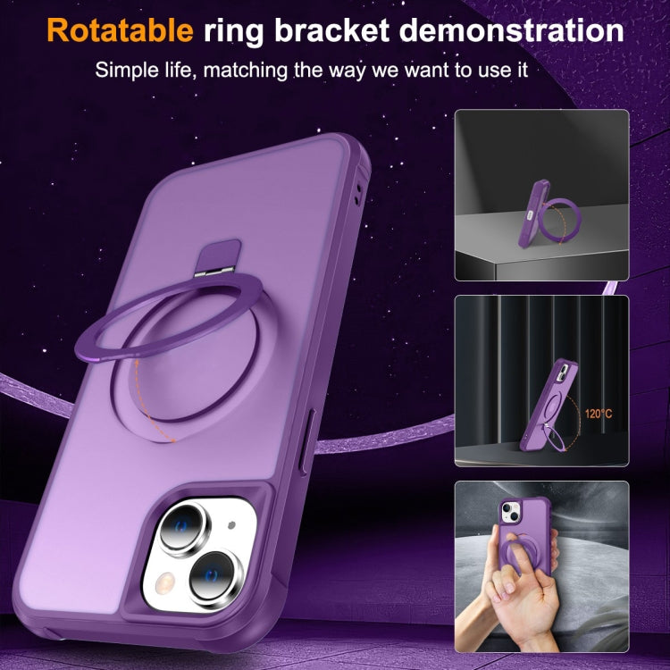 For iPhone 14 Plus MagSafe Magnetic Holder Phone Case(Purple) - iPhone 14 Plus Cases by buy2fix | Online Shopping UK | buy2fix