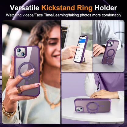 For iPhone 15 Plus MagSafe Magnetic Rotating Holder Phone Case(Purple) - iPhone 15 Plus Cases by buy2fix | Online Shopping UK | buy2fix