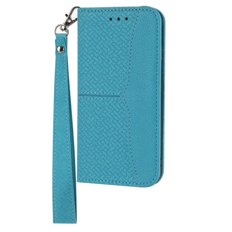 For iPhone 16 Pro Woven Texture Stitching Magnetic Leather Phone Case(Blue) - iPhone 16 Pro Cases by buy2fix | Online Shopping UK | buy2fix