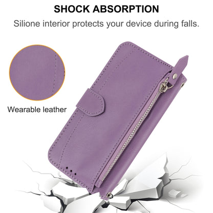 For iPhone SE 2024 Oil Skin Zipper Wallet Leather Phone Case(Purple) - More iPhone Cases by buy2fix | Online Shopping UK | buy2fix