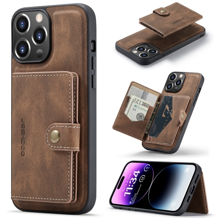 For iPhone 15 Pro Max JEEHOOD Retro Magnetic Detachable Leather Phone Case(Brown) - iPhone 15 Pro Max Cases by JEEHOOD | Online Shopping UK | buy2fix