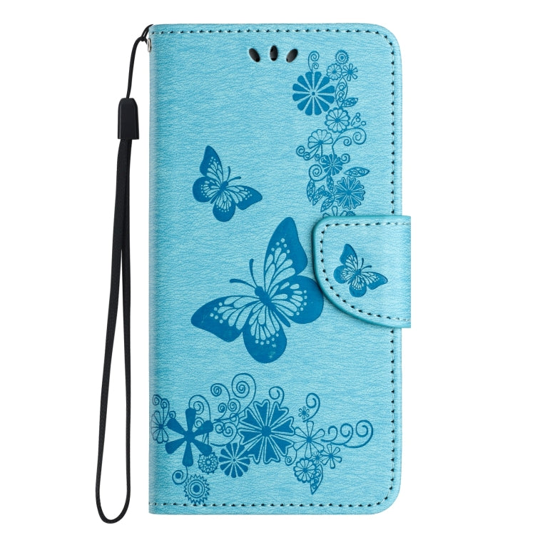 For iPhone 16 Pro Butterfly Embossed Flip Leather Phone Case(Blue) - iPhone 16 Pro Cases by buy2fix | Online Shopping UK | buy2fix