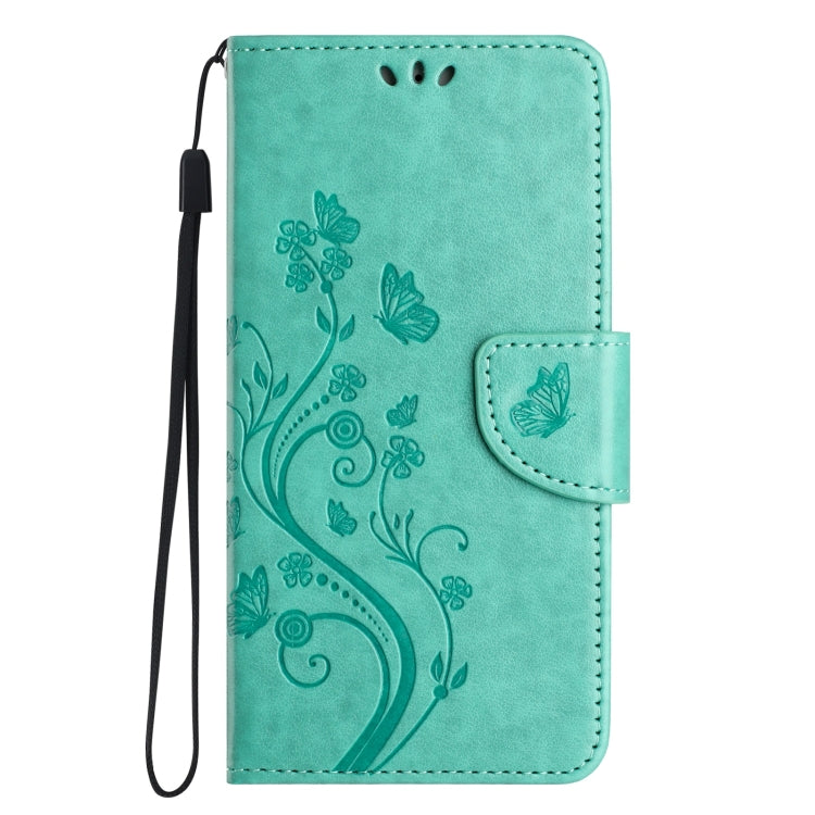 For iPhone 16 Pro Butterfly Flower Pattern Flip Leather Phone Case(Green) - iPhone 16 Pro Cases by buy2fix | Online Shopping UK | buy2fix