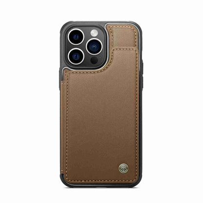 For iPhone 15 Pro Max CaseMe C22 Card Slots Holder RFID Anti-theft Phone Case(Brown) - iPhone 15 Pro Max Cases by CaseMe | Online Shopping UK | buy2fix