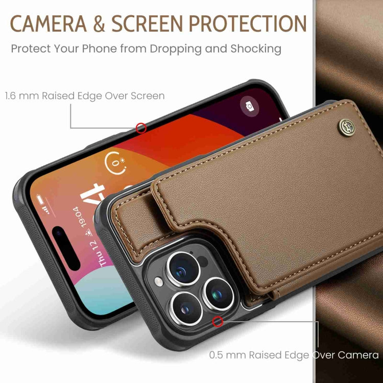 For iPhone 15 Pro Max CaseMe C22 Card Slots Holder RFID Anti-theft Phone Case(Brown) - iPhone 15 Pro Max Cases by CaseMe | Online Shopping UK | buy2fix