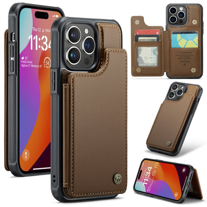 For iPhone 15 Pro CaseMe C22 Card Slots Holder RFID Anti-theft Phone Case(Brown) - iPhone 15 Pro Cases by CaseMe | Online Shopping UK | buy2fix