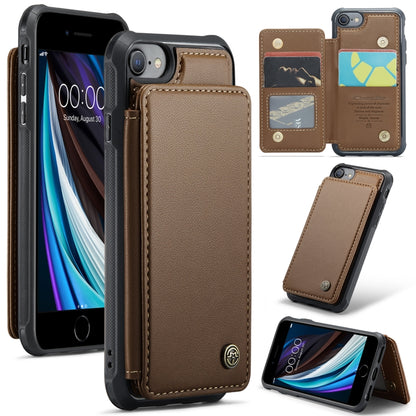 For iPhone SE 2022 / SE 2020 CaseMe C22 Card Slots Holder RFID Anti-theft Phone Case(Brown) - iPhone SE 2022 / 2020 / 8 / 7 Cases by CaseMe | Online Shopping UK | buy2fix