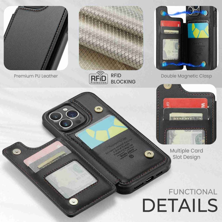 For iPhone 14 Pro Max CaseMe C22 Card Slots Holder RFID Anti-theft Phone Case(Black) - iPhone 14 Pro Max Cases by CaseMe | Online Shopping UK | buy2fix