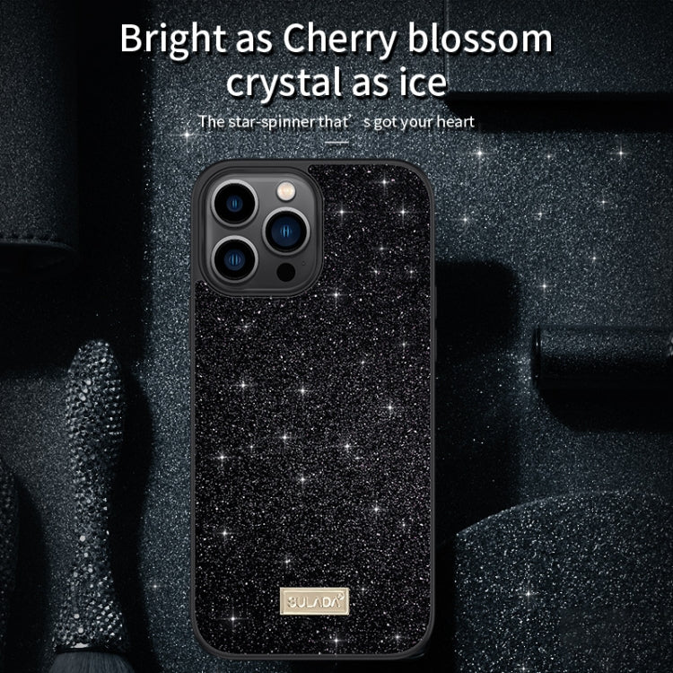 For iPhone 16 Pro Max SULADA Glittery PC Hybrid TPU Handmade Leather Phone Case(Black) - iPhone 16 Pro Max Cases by SULADA | Online Shopping UK | buy2fix