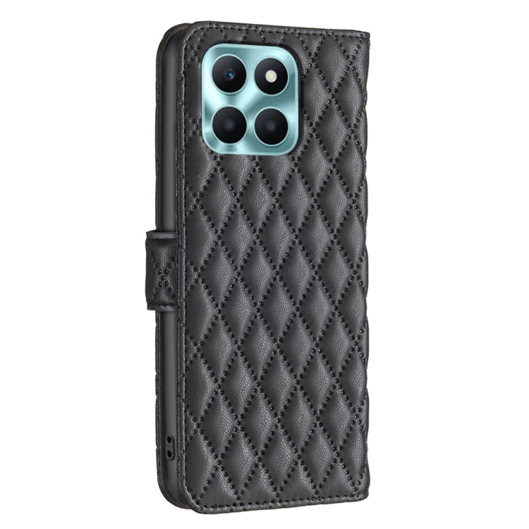 For Honor X6a Diamond Lattice Wallet Flip Leather Phone Case(Black) - Honor Cases by buy2fix | Online Shopping UK | buy2fix