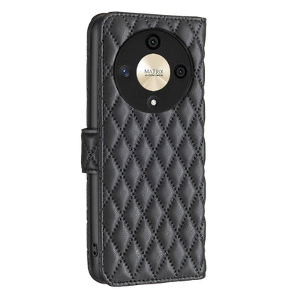 For Honor X9b/Magic6 Lite 5G Diamond Lattice Wallet Flip Leather Phone Case(Black) - Honor Cases by buy2fix | Online Shopping UK | buy2fix