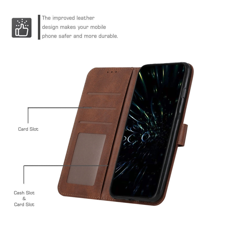 For Motorola Moto G Stylus 5G 2024 Stitching Calf Texture Buckle Leather Phone Case(Brown) - Motorola Cases by buy2fix | Online Shopping UK | buy2fix